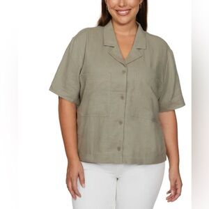 Buffalo Women's Linen Blend Button Front Shirt